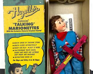 1950s Hazelle's Talking Marionette string puppet of Rodeo Rosie with the original box 