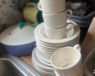 White Coffee Cups, Bowls and Saucers