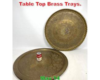 Lot 535 2 Large Middle Eastern Table Top Brass Trays. 