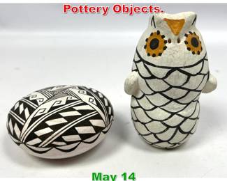 Lot 385 2pc American Indian Pottery Objects.