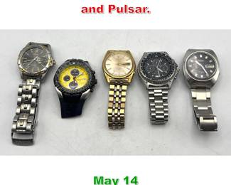 Lot 341 5 Wrist Watches. Seiko and Pulsar. 