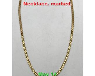 Lot 146 14K Gold Flat Link Chain Necklace. marked. 