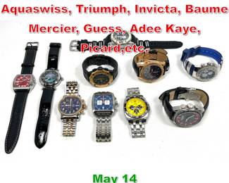 Lot 345 10 pcs Wrist watches. Aquaswiss, Triumph, Invicta, Baume Mercier, Guess, Adee Kaye, Picard,etc. 