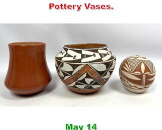 Lot 387 3pc American Indian Pottery Vases.