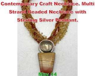 Lot 85 THE DREAMER Contemporary Craft Necklace. Multi Strand Beaded Necklace with Sterling Silver Pendant. 