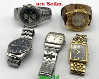 Lot 343 5 Wrist Watches. All are Seiko.