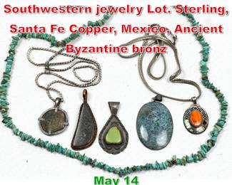 Lot 10 8pc Mexican and Southwestern jewelry Lot. Sterling, Santa Fe Copper, Mexico, Ancient Byzantine bronz
