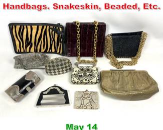 Lot 21 10pcs vintage purses and Handbags. Snakeskin, Beaded, Etc. 