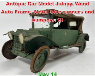 Lot 462 Vintage Wood and Metal Antique Car Model Jalopy. Wood Auto Frame. Metal Side runners and bumpers. Cl