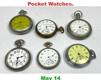 Lot 291 Lot 6 ELGIN Pocket Watches. 