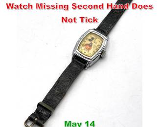 Lot 297 Ingersoll Mickey Mouse Watch Missing Second Hand Does Not Tick