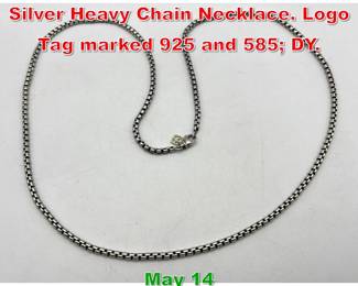 Lot 34 DAVID YURMAN Sterling Silver Heavy Chain Necklace. Logo Tag marked 925 and 585 DY.