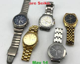 Lot 340 5 Wrist Watches. All are Seiko. 