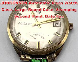 Lot 238 14K Gold JULES JURGENSEN Automatic Mens Watch Case. Large Round Case. Sweeping Second Hand. Date Fea