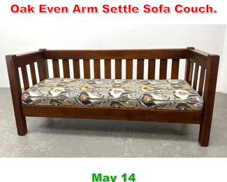 Lot 523 Arts and Crafts Mission Oak Even Arm Settle Sofa Couch. 