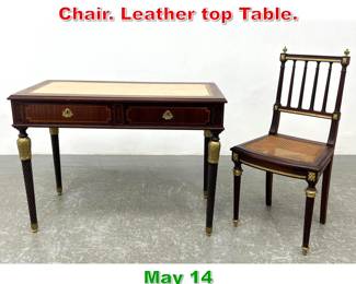 Lot 532 Empire Writing Desk and Chair. Leather top Table. 