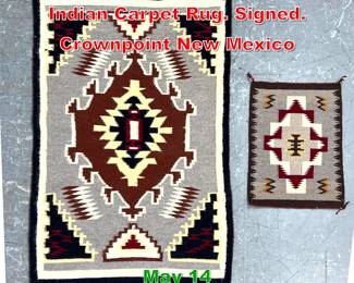 Lot 392 4 1 X 2 7 2pc American Indian Carpet Rug. Signed. Crownpoint New Mexico