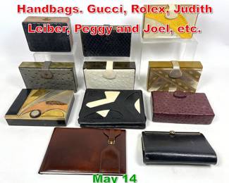 Lot 23 1pcs vintage purses and Handbags. Gucci, Rolex, Judith Leiber, Peggy and Joel, etc.
