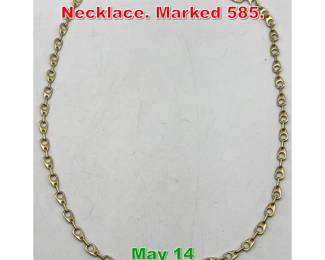 Lot 154 14K Gold Large Link Chain Necklace. Marked 585. 