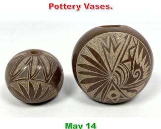 Lot 379 2pc American Indian Pottery Vases.