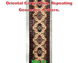 Lot 553 10 2 X 8 Handmade Oriental Carpet Rug. Repeating Geometric Pattern. 