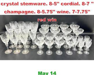 Lot 431 39 pc ROGASKA Gallila crystal stemware. 85 cordial. 87  champagne. 85.75 wine. 77.75 red win