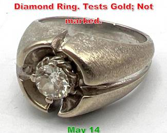 Lot 231 14K Gold Approx. .75 Carat Diamond Ring. Tests Gold Not marked. 