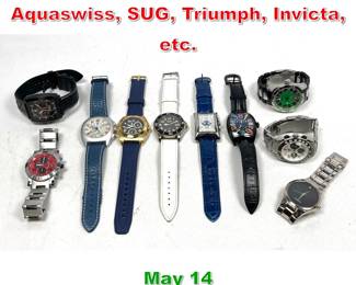 Lot 347 10 pcs Wrist watches. Trax, Aquaswiss, SUG, Triumph, Invicta, etc.
