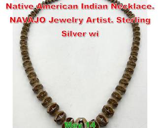 Lot 87 Modern CHEYENNE HARRIS Native American Indian Necklace. NAVAJO Jewelry Artist. Sterling Silver wi