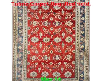 Lot 548 13 2 X 10 Handmade Tabriz Carpet Rug. Red field. 