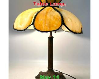 Lot 509 Antique Slag Glass Table Lamp. 