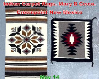 Lot 397 2 4 X 4 10 2pc American Indian Carpet Rugs. Mary B Cisco. Crownpoint New Mexico