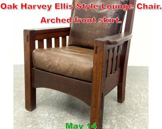 Lot 524 Arts and Crafts Mission Oak Harvey Ellis Style Lounge Chair. Arched front skirt. 