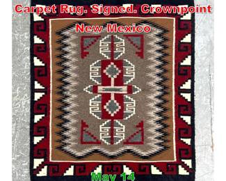 Lot 396 2 8 X 2 3 American Indian Carpet Rug. Signed. Crownpoint New Mexico