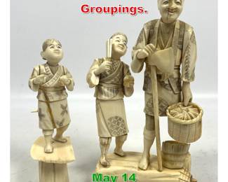 Lot 445 2pcs Asian Carved Figural Groupings. 