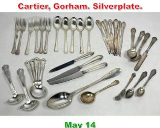 Lot 363 38 pcs Mixed Tiffany, Cartier, Gorham. Silverplate.