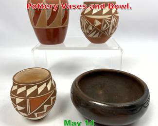 Lot 388 4pc American Indian Pottery Vases and Bowl.