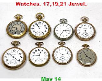 Lot 301 Lot 8 Hamilton Pocket Watches. 17,19,21 Jewel. 