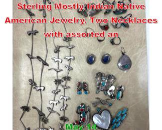 Lot 19 Collection Silver and Sterling Mostly Indian Native American Jewelry. Two Necklaces with assorted an