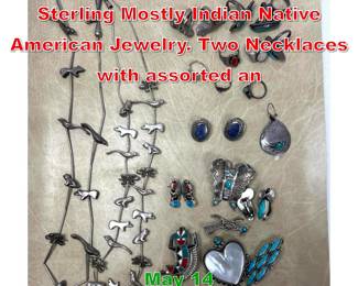 Lot 19 Collection Silver and Sterling Mostly Indian Native American Jewelry. Two Necklaces with assorted an