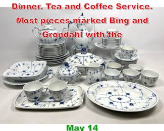 Lot 425 Blue Fluted China Set. Dinner. Tea and Coffee Service. Most pieces marked Bing and Grondahl with the
