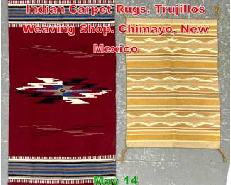 Lot 395 2 5 X 5 2 2pc American Indian Carpet Rugs. Trujillos Weaving Shop. Chimayo, New Mexico