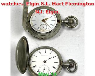 Lot 276 2 Closed Face Pocket watches. Elgin S.L. Hart Flemington NJ. Elgin.