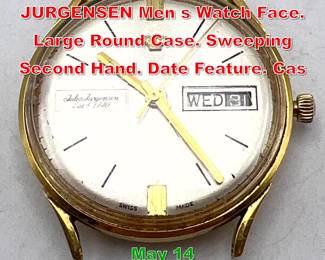 Lot 245 18K Gold JULES JURGENSEN Men s Watch Face. Large Round Case. Sweeping Second Hand. Date Feature. Cas
