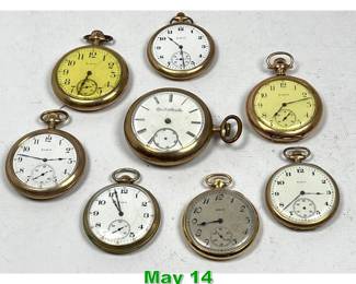 Lot 302 Lot 8 Elgin Pocket watches. 