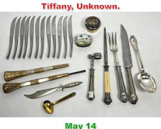 Lot 369 23 pcs Flatware. Christofle, Tiffany, Unknown. 