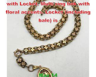 Lot 121 Antique Fancy Watch Fob with Locket. Multi ring link with floral accents. Locket including bale is