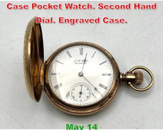 Lot 268 14K Gold WALTHAM Closed Case Pocket Watch. Second Hand Dial. Engraved Case.