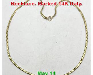 Lot 130 14K Gold Italian Chain Necklace. Marked 14K Italy. 