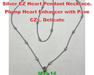 Lot 40 JUDITH RIPKA Sterling Silver CZ Heart Pendant Necklace. Plump Heart Enhancer with Pave CZs. Delicate